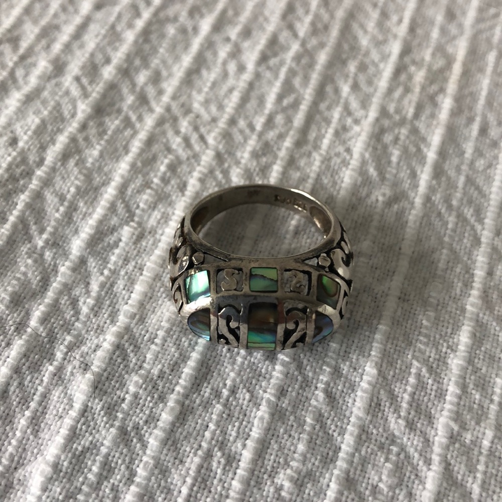 Sterling and abalone shell ring